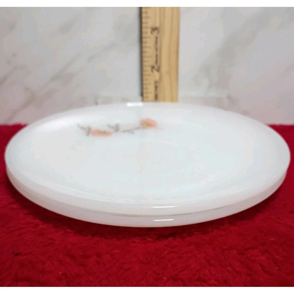 Fire-King Primrose Milk Glass Saucers Vintage Pink Floral Set of 2 Made in USA